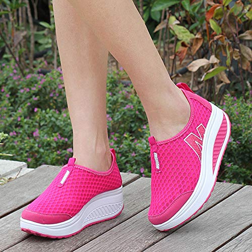 Zapatillas de Deportivos de Running para Mujer Malla Transpirable Pendiente con Suela Gruesa para Aumentar los Zapatos Casuales Running Fitness Sneakers Zapatos Mecedora riou Zapatillas de Deportivos de Running para Mujer Malla Transpirable Pendiente con Suela Gruesa para Aumentar los Zapatos Casuales Running Fitness Sneakers Zapatos Mecedora riou
