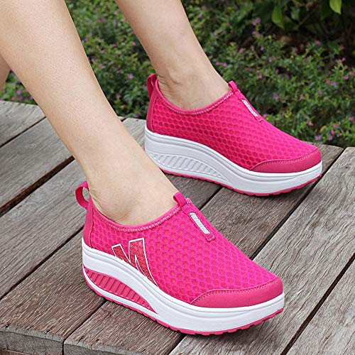 Zapatillas de Deportivos de Running para Mujer Malla Transpirable Pendiente con Suela Gruesa para Aumentar los Zapatos Casuales Running Fitness Sneakers Zapatos Mecedora riou