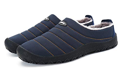 Zapatillas de Estar para Casa Hombre Mujer Invierno Calentitas Zapatillas de Deporte con Suela Antideslizante,Azul,41