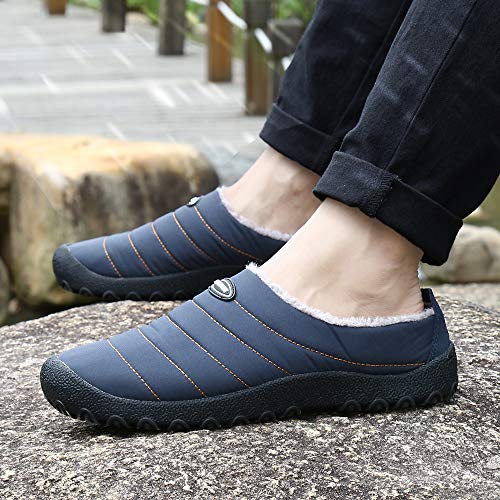 Zapatillas de Estar para Casa Hombre Mujer Invierno Calentitas Zapatillas de Deporte con Suela Antideslizante,Azul,41