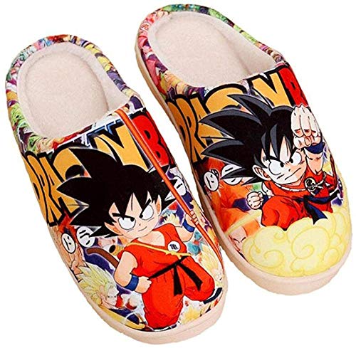 Zapatillas de Estar por Casa Felpa Japonesas Lindas de Anime para Hombres y Mujer de Otoño e Invierno Zapatos Casuales Cálidos Antideslizantes Caseros Dragon Ball-(Mujer42-44/Hombre41-43.5) EU 290