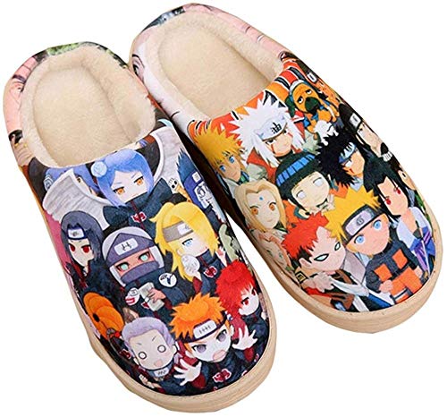Zapatillas de Estar por Casa Felpa Japonesas Lindas de Anime para Hombres y Mujer de Otoño e Invierno Zapatos Casuales Cálidos Antideslizantes Caseros Naruto-(Mujer42-44/Hombre41-43.5) EU 290