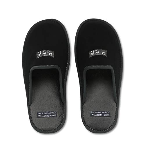 Zapatillas de Estar por casa Hombre/Mujer. Slippers para Verano e Invierno/Pantuflas cómodas, Resistentes, Transpirables y de Interior Suave. Suela de Goma Antideslizante (42 EU, Negro)