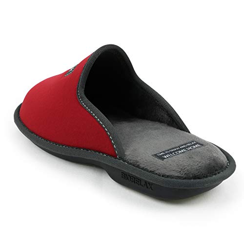 Zapatillas de Estar por casa Hombre/Mujer. Slippers para Verano e Invierno/Pantuflas cómodas, Resistentes, Transpirables y de Interior Suave. Suela de Goma Antideslizante (43 EU, Granate)