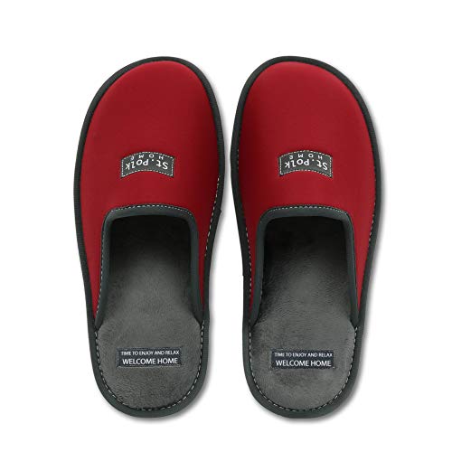 Zapatillas de Estar por casa Hombre/Mujer. Slippers para Verano e Invierno/Pantuflas cómodas, Resistentes, Transpirables y de Interior Suave. Suela de Goma Antideslizante (43 EU, Granate)