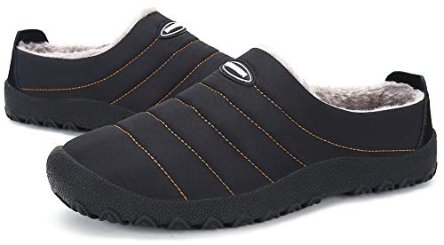 Zapatillas de Estar por Casa Mujer Hombre, Invierno Zapatos de Casa con Forro de Piel - Cálidas y Cómodas - con Suela Antideslizante para Exterior e Interior,Negro 45