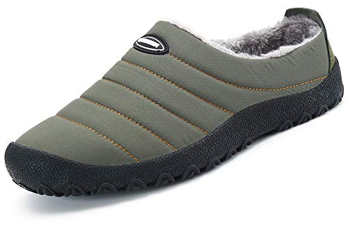 Zapatillas de Estar por Casa Mujer Hombre, Invierno Zapatos de Casa con Forro de Piel - Cálidas y Cómodas - con Suela Antideslizante para Exterior e Interior,Verde 43