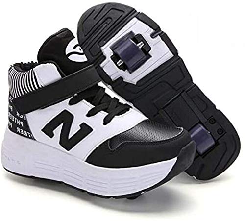 Zapatillas de patinaje para niñas y niños 2 en 1, multifunción, para deportes al aire libre, zapatillas de gimnasia y fitness, color negro -42