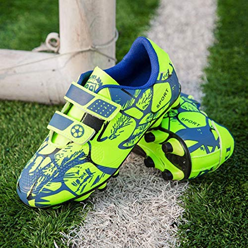Zapatillas de Rugby Niño 30 FG Zapatillas de Fútbol Spike Libre Atletismo Zapatos de Entrenamiento Antideslizante Transpirable Césped Artificial Zapatillas de Correr Unisex-Niños Verde