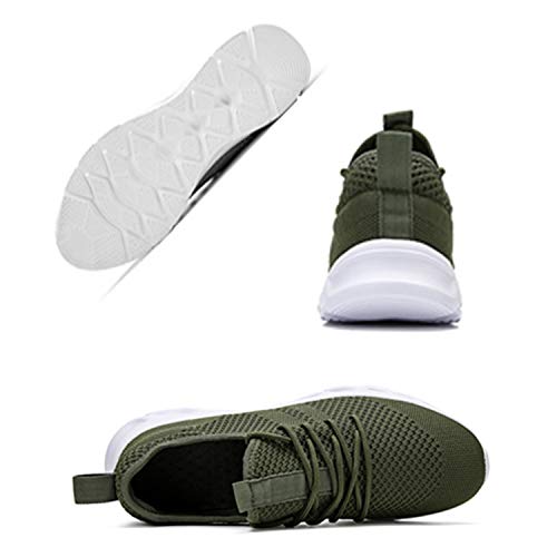 Zapatillas de Running para Hombre Casual Tenis Asfalto Zapatos Deporte Fitness Gym Correr Gimnasio Deportives Transpirables Seguridad Atlético Trekking Bambas Plataform Sneakers Verde 44 EU