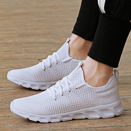 Zapatillas de Running para Hombre Casual Tenis Asfalto Zapatos Deporte Fitness Gym Correr Gimnasio Deportives Transpirables Seguridad Atlético Trekking Bambas Plataform Sneakers Blanco 42 EU