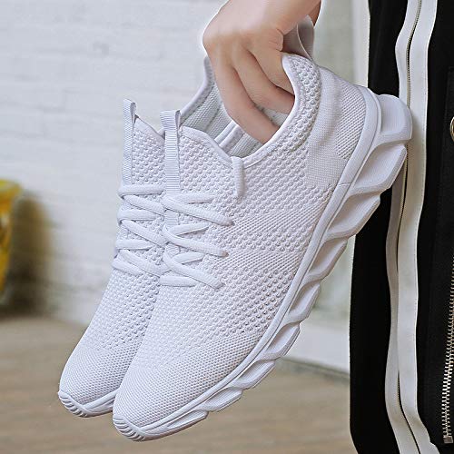 Zapatillas de Running para Hombre Casual Tenis Asfalto Zapatos Deporte Fitness Gym Correr Gimnasio Deportives Transpirables Seguridad Atlético Trekking Bambas Plataform Sneakers Blanco 45 EU