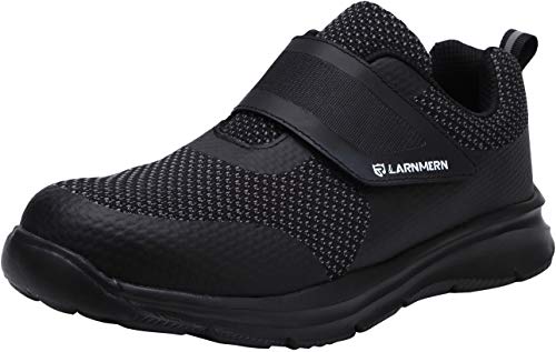 Zapatillas de Seguridad Hombre,LM180121 SBP Zapatos de Trabajo Mujer con Punta de Acero Ultra Liviano Reflectivo Transpirable 45 EU,Triple Negro