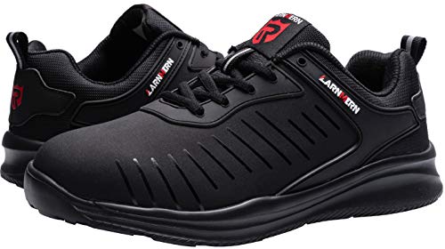 Zapatillas de Seguridad Mujer/Hombre DY-112, Zapatos de Trabajo con Punta de Acero Ultra Liviano Suave y cómodo Transpirable, Profundo Negro, 45 EU