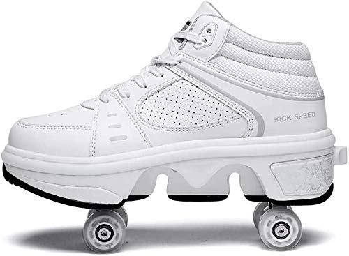 Zapatillas De Skate Unisex para Niños con LED, Monopatín Deportivo con Cuatro Ruedas Dobles, 7 Colores, Patines Luminosos Intermitentes, Zapatillas Deportivas Ajustables para Exteriores,White-38 Zapatillas De Skate Unisex para Niños con LED, Monopatín Deportivo con Cuatro Ruedas Dobles, 7 Colores, Patines Luminosos Intermitentes, Zapatillas Deportivas Ajustables para Exteriores,White-38