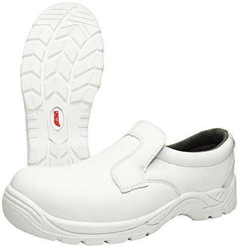 Zapatillas de Trabajo Nitras 7250 Clean Step I - Zapatilla de Seguridad S2 para Hombres y Mujeres - Zapatos Resistentes al Agua con Punta de Acero - Blanco, Tamaño 46