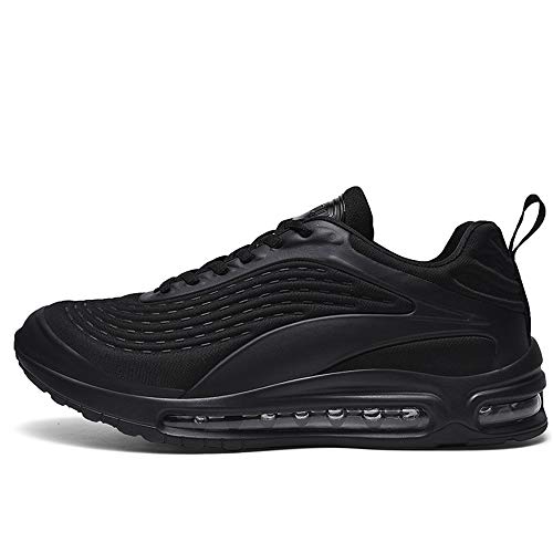 Zapatillas De Transporte De Aire De Amortiguador Para Hombre Air Trainers Lightness Jogging Gym Fitness Trainer Nuevos Zapatos Para Caminar Atlético,Negro,44