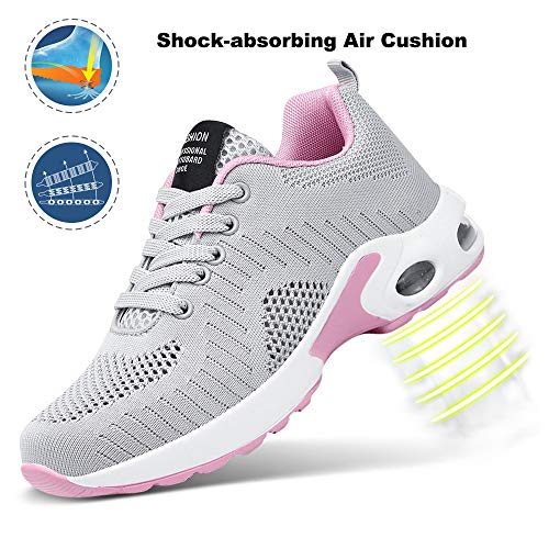 Zapatillas Deportivas de Mujer Air Cordones Zapatillas de Running Fitness Sneakers 4cm Gris 39