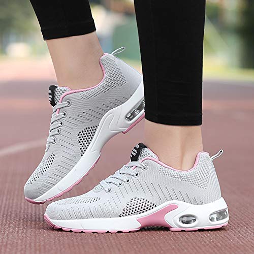 Zapatillas Deportivas de Mujer Air Cordones Zapatillas de Running Fitness Sneakers 4cm Gris 39 Zapatillas Deportivas de Mujer Air Cordones Zapatillas de Running Fitness Sneakers 4cm Gris 39