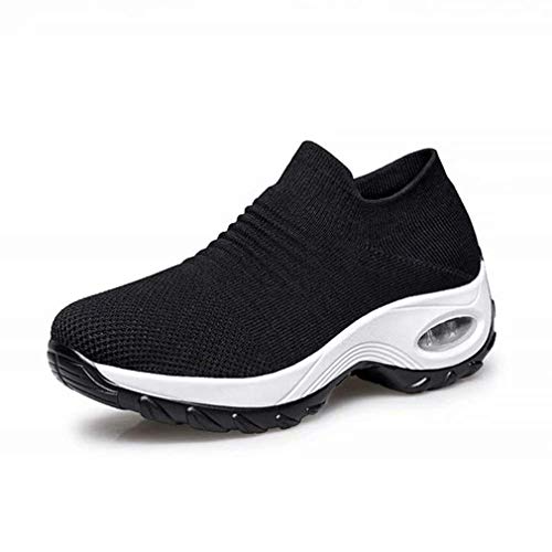 Zapatillas Deportivas de Mujer Gimnasio Zapatos Running Deportivos Fitness Correr Casual Ligero Comodos Respirable Negro Gris Morado 35-42 BKWH39