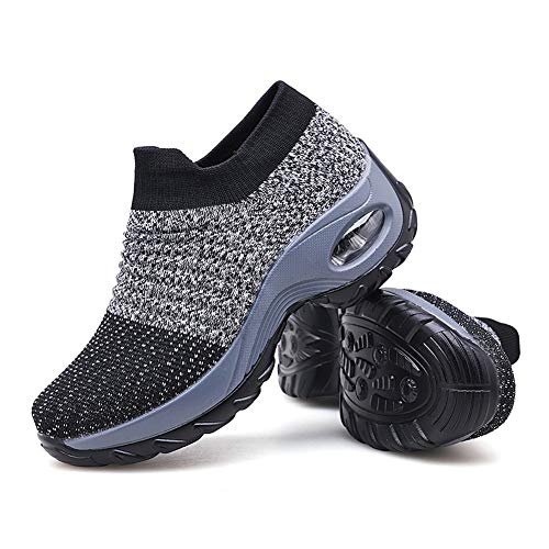 Zapatillas Deportivas de Mujer Gimnasio Zapatos Running Deportivos Fitness Correr Casual Ligero Comodos Respirable Negro Gris Morado 35-42 GY40