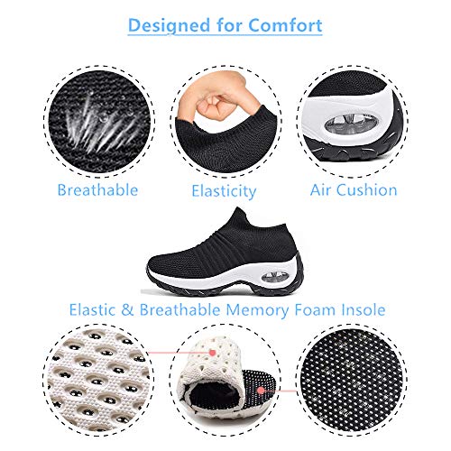 Zapatillas Deportivas de Mujer Zapatos Running Fitness Gym Outdoor Sneaker Casual Mesh Transpirable Comodas Calzado Negro-Blanca Talla 41 Zapatillas Deportivas de Mujer Zapatos Running Fitness Gym Outdoor Sneaker Casual Mesh Transpirable Comodas Calzado Negro-Blanca Talla 41
