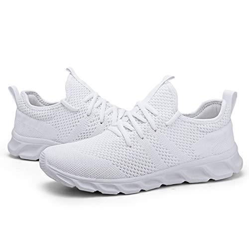 Zapatillas Deportivas Running de Mujer para Correr Asfalto Zapatos Gimnasia Deporte Fitness Casual Transpirables Seguridad con Cordones Atlético Gym Trekking Sneakers Plataform Calzado Blanco 37 EU