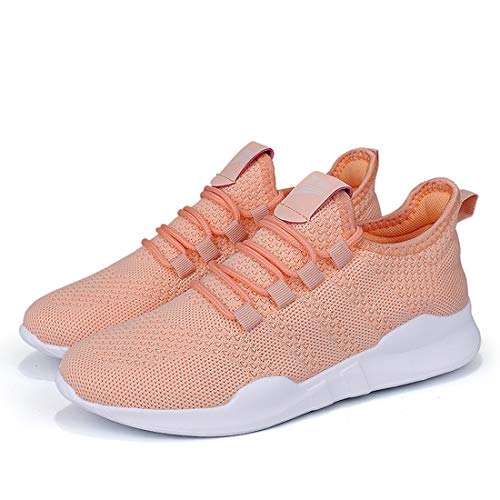 Zapatillas Deportivas Running de Mujer para Correr Asfalto Zapatos Gimnasia Fitness Casual Transpirables Seguridad con Cordones Atlético Gym Trekking Sneakers Plataform Calzado Naranja Rosa 37 EU