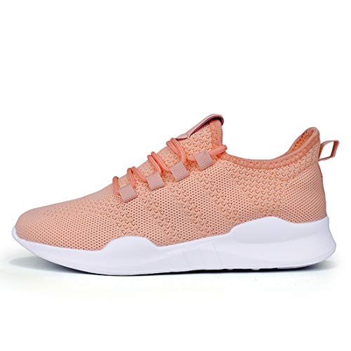 Zapatillas Deportivas Running de Mujer para Correr Asfalto Zapatos Gimnasia Fitness Casual Transpirables Seguridad con Cordones Atlético Gym Trekking Sneakers Plataform Calzado Naranja Rosa 37 EU