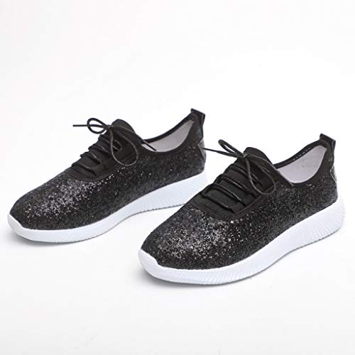 Zapatillas Deportivas Running Mujer de Correr con Cordones y Fondo Suave con Lentejuelas y Lentejuelas Zapatos Casual Ligero y Comodo Athletic Respirabl Sneakers riou