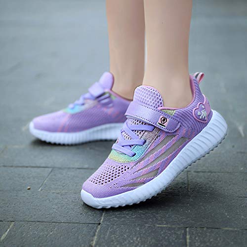 Zapatillas Deportivas Unisex para Niños Zapatillas de Tenis Correr Transpirables para Niñas Zapatillas Ligeras Gimnasio Running Caminando Trotar Morado Talla 30 EU