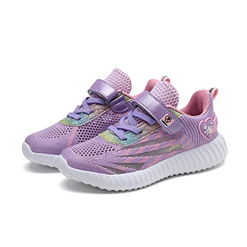 Zapatillas Deportivas Unisex para Niños Zapatillas de Tenis Correr Transpirables para Niñas Zapatillas Ligeras Gimnasio Running Caminando Trotar Morado Talla 30 EU