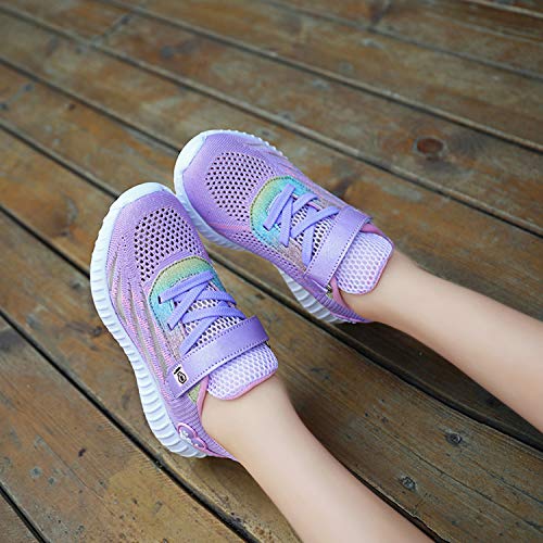 Zapatillas Deportivas Unisex para Niños Zapatillas de Tenis Correr Transpirables para Niñas Zapatillas Ligeras Gimnasio Running Caminando Trotar Morado Talla 30 EU