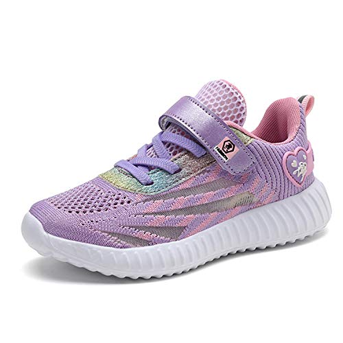 Zapatillas Deportivas Unisex para Niños Zapatillas de Tenis Correr Transpirables para Niñas Zapatillas Ligeras Gimnasio Running Caminando Trotar Morado Talla 30 EU