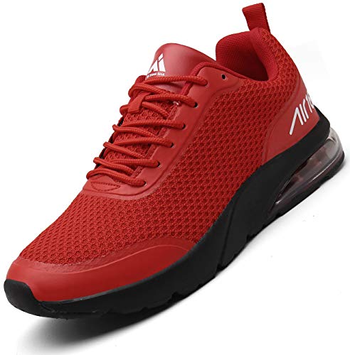 Zapatillas Fitness Hombre Aire Libre y Gimnasio Deporte Sneakers Casual Transpirables Zapatos Rojo 45 EU