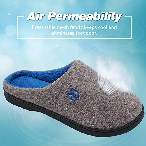 Zapatillas Hombre Mujer Invierno CáLido Zapatos Memory Foam Casa Antideslizante Pantuflas (Y-Gris/Azul, 40/41 EU)