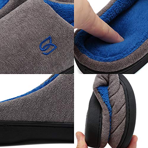 Zapatillas Hombre Mujer Invierno CáLido Zapatos Memory Foam Casa Antideslizante Pantuflas (Y-Gris/Azul, 40/41 EU)