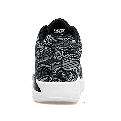 Zapatillas para Hombre - Zapatos Deportes Baloncesto Senderismo Running Andar Zapatos Amortiguadores de Colchón de Aire Sneakers Calzado 3D Pintadas(Negro B,38)