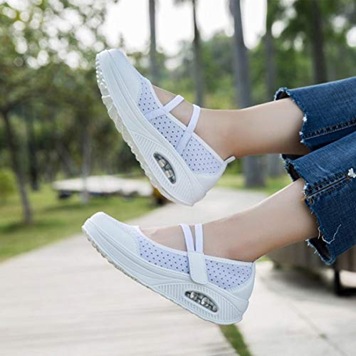 Zapatillas para Mujer Deportivo Verano Plataforma Cuña Merceditas 2018 Moda PAOLIAN Zapatos Casual Talla Grande Señora Calzado Trabajo Dama con Atado al Tobillo Tela Cómodos