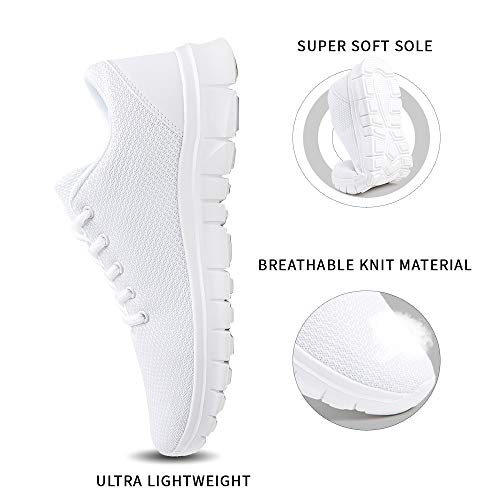 Zapatillas Running Hombre Mujer Zapatos Deportivos con Cordones Casuales Sneakers Sport Fitness Gym Outdoor Transpirable Comodas Calzado Blanco Talla 37