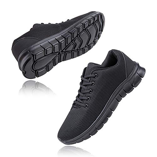 Zapatillas Running Hombre Zapatos Deportivos con Cordones Casuales Sneakers Sport Fitness Gym Outdoor Transpirable Comodas Calzado Negro Talla 44