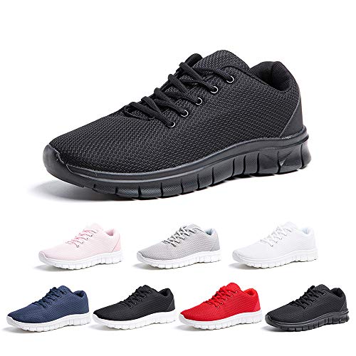 Zapatillas Running Hombre Zapatos Deportivos con Cordones Casuales Sneakers Sport Fitness Gym Outdoor Transpirable Comodas Calzado Negro Talla 44