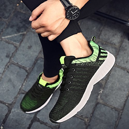 Zapatillas Running para Hombre Aire Libre y Deporte Transpirables Casual Zapatos Gimnasio Correr Sneakers Verde 43