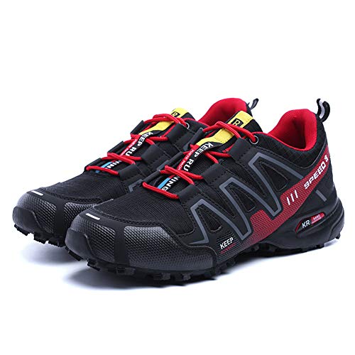 Zapatillas Trekking Hombre Zapatillas Senderismo Transpirable Antideslizante Al Aire Libre Zapatillas de Deporte Rojo 41