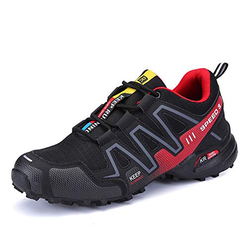 Zapatillas Trekking Hombre Zapatillas Senderismo Transpirable Antideslizante Al Aire Libre Zapatillas de Deporte Rojo 41