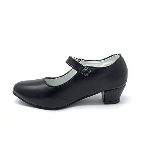 Zapato Flamenco Danza Baile Sevillanas niña Mujer Negro Blanco (24, Negro)