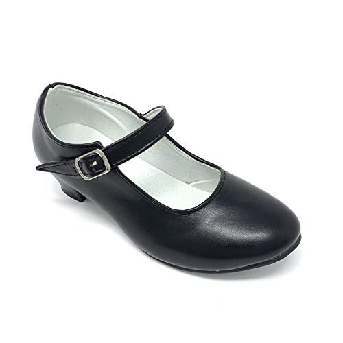 Zapato Flamenco Danza Baile Sevillanas niña Mujer Negro Blanco (24, Negro)