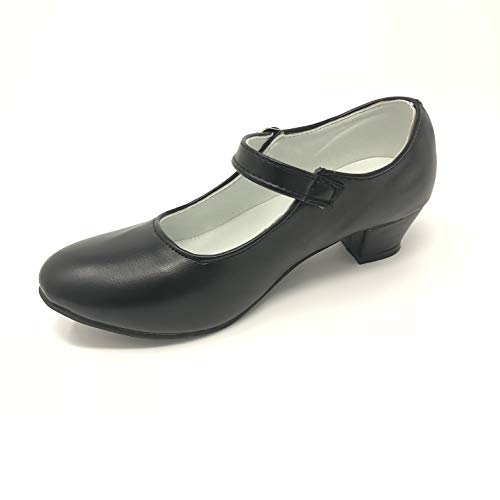 Zapato Flamenco Danza Baile Sevillanas niña Mujer Negro Blanco (34, Negro)