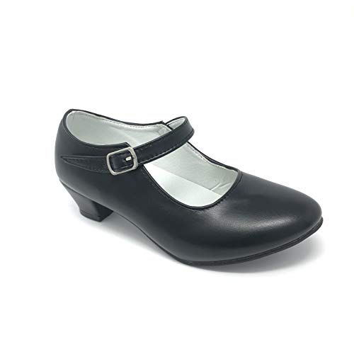 Zapato Flamenco Danza Baile Sevillanas niña Mujer Negro Blanco (34, Negro)