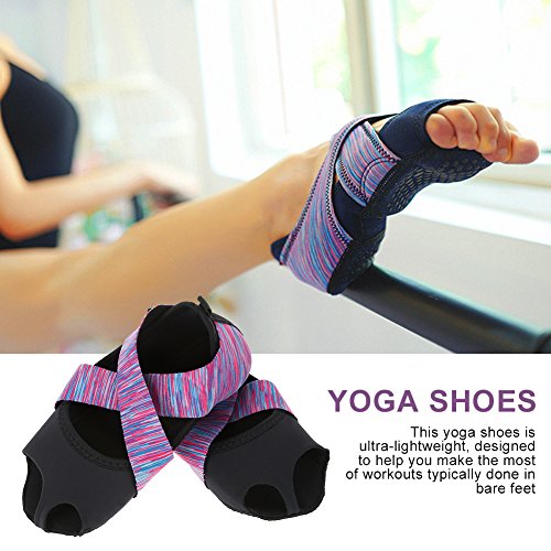 Zapatos Antideslizantes de Yoga para Mujer, Zapatos de Entrenamiento de Baile de Envoltura Suave Zapatos Antideslizantes para Yoga Pilates Barre Purple(M（37-38）)